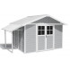 Lodge garden shed 11m² ligth gray with porch roof-1